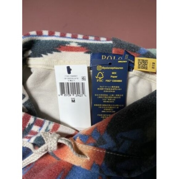 Polo Ralph Lauren Serape Aztec Beacon Hoodie Size M NWT Southwestern Fleece - Picture 4 of 6
